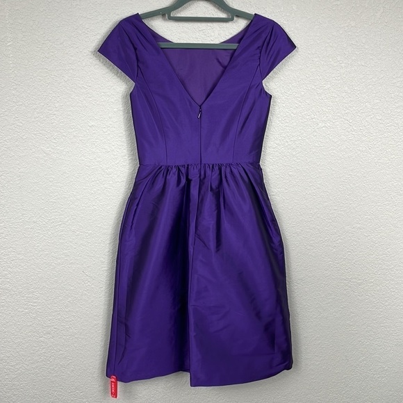 NWT Alfred Sung Bateau Neck Cap Sleeve Cocktail Bridesmaid Dress Majestic Purple - Picture 5 of 13